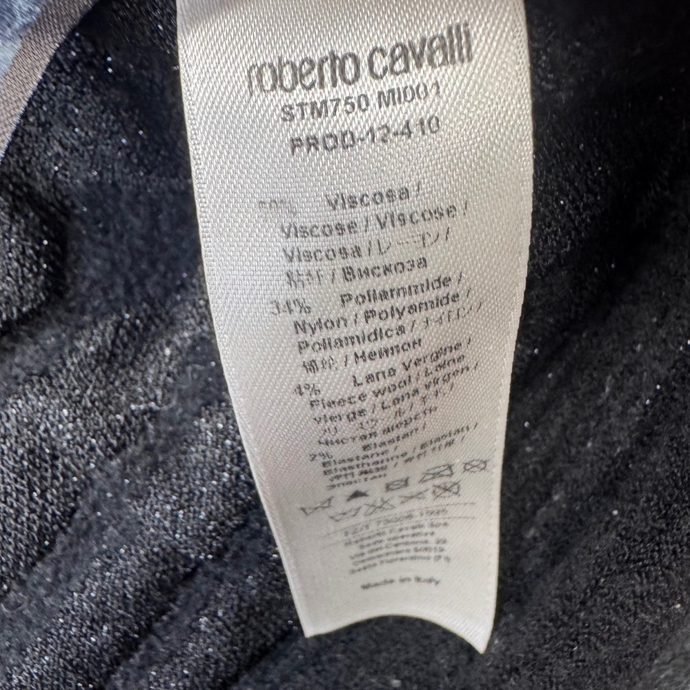 Roberto Cavalli Black Knit Zebra Texture Mini Skirt RC Logo Scalloped Hem 42 - Picture 10 of 14